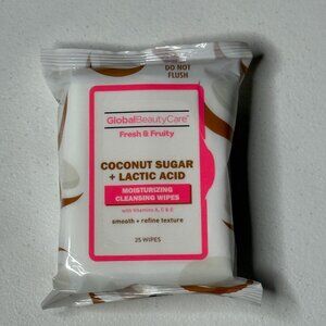 Global Beauty Care Coconut Sugar Lactic Acid Facial Wipes New